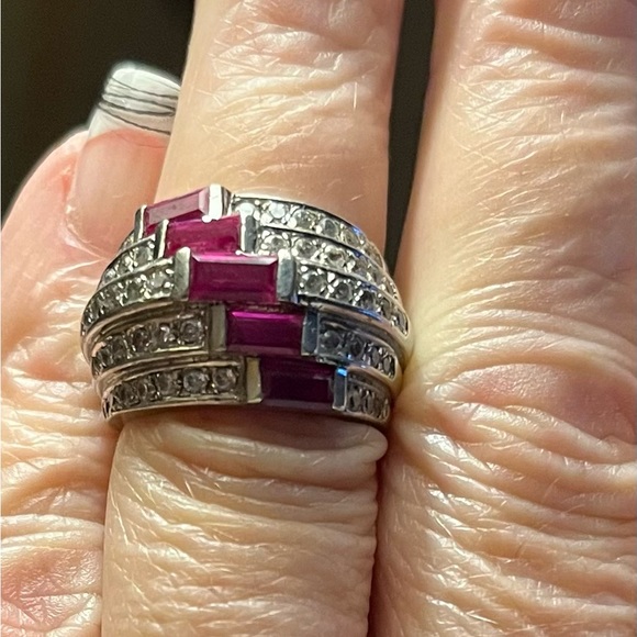 Stainless pavé rubies&diamonds size 6 - Picture 5 of 7